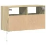 Wall-mounted TV unit with LED lights Sonoma oak 80x31x45 cm by , TV Furniture - Ref: Foro24-852329, Price: 61,65 €, Discount: %