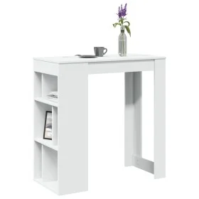 White engineered wood bar table with shelves 102x50x103.5 cm by , Kitchen and dining tables - Ref: Foro24-854355, Price: 78,8...
