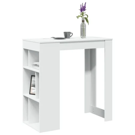Bar-Tisch mit Regalen aus weißem Ingenieurholz 102x50x103,5 cm. von , Küchen- und Esstische - Ref: Foro24-854355, Preis: 79,9...