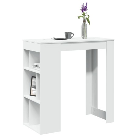 Bar-Tisch mit Regalen aus weißem Ingenieurholz 102x50x103,5 cm. von , Küchen- und Esstische - Ref: Foro24-854355, Preis: 79,9...