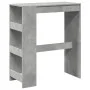 Hoher Bartisch mit Regalen aus grauem Holz und Beton, 90x40x103,5 cm. von , Küchen- und Esstische - Ref: Foro24-854376, Preis...