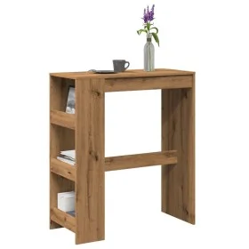 Tall table with oak wood shelves, artisanal, 90x40x103.5 cm by , Kitchen and dining tables - Ref: Foro24-854381, Price: 79,69...