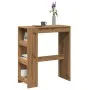 Tall table with oak wood shelves, artisanal, 90x40x103.5 cm by , Kitchen and dining tables - Ref: Foro24-854381, Price: 81,19...