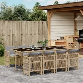 Garden dining set 9 pieces with beige synthetic rattan cushions by , Garden sets - Ref: Foro24-3210924, Price: 618,25 €, Disc...