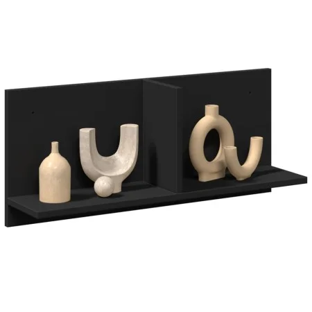 Engineered wood black wall cabinet 70x16.5x30 cm by , Shelves and shelves - Ref: Foro24-854851, Price: 22,87 €, Discount: %