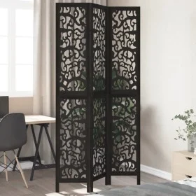 3-panel solid Paulownia wood room divider screen in black. by , Room dividers - Ref: Foro24-358752, Price: 100,85 €, Discount: %