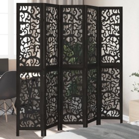 5-panel solid Paulownia wood room divider screen in black. by , Room dividers - Ref: Foro24-358759, Price: 141,05 €, Discount: %