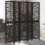 5-panel solid Paulownia wood room divider screen in black. by , Room dividers - Ref: Foro24-358759, Price: 138,59 €, Discount: %