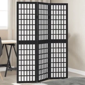 3-panel solid Paulownia wood room divider screen in black. by , Room dividers - Ref: Foro24-358765, Price: 91,11 €, Discount: %