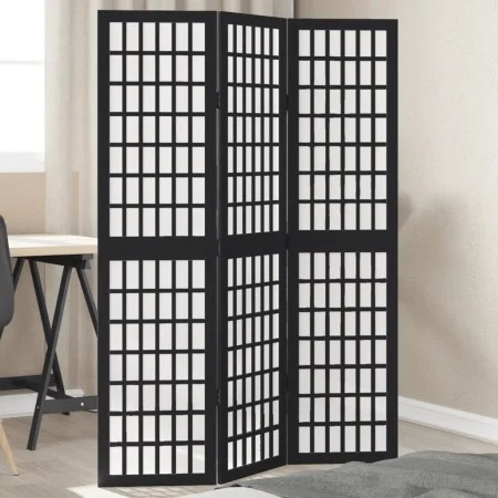 3-panel solid Paulownia wood room divider screen in black. by , Room dividers - Ref: Foro24-358765, Price: 91,11 €, Discount: %