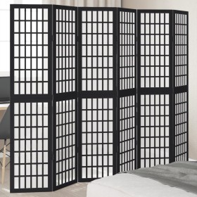 6-panel solid Paulownia wood room divider screen in black. by , Room dividers - Ref: Foro24-358778, Price: 167,26 €, Discount: %