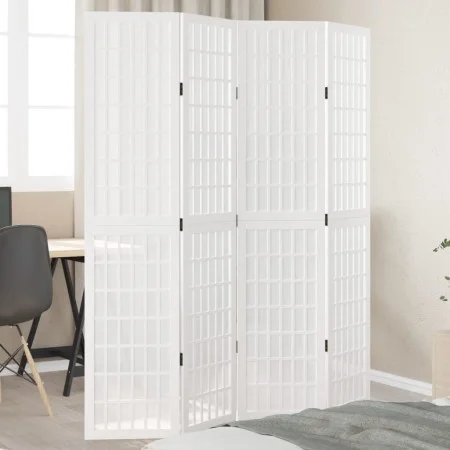 4-panel solid Paulownia wood room divider screen in white. by , Room dividers - Ref: Foro24-358786, Price: 112,86 €, Discount: %