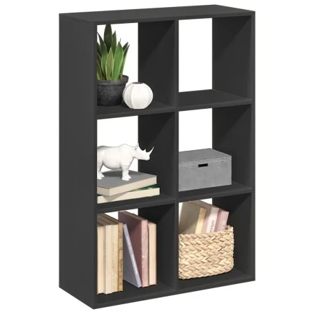 Black engineered wood divider bookcase 69.5x29x103.5 cm by , Bookcases and shelves - Ref: Foro24-858013, Price: 62,52 €, Disc...