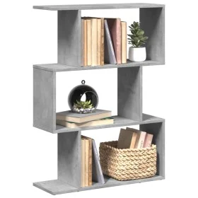 Three-level gray concrete and wood divider bookshelf 70x24x97 cm by , Bookcases and shelves - Ref: Foro24-858114, Price: 40,2...