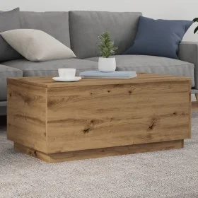 Mesa de centro con luces LED roble artisan 90x50x40 cm de , Mesas de centro - Ref: Foro24-857723, Precio: 89,07 €, Descuento: %