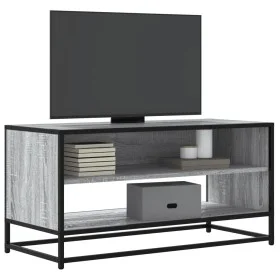 TV-Möbel aus Ingenieurholz und Metall, geräucherter Eiche, 91x40x46 cm. von , TV-Möbel - Ref: Foro24-848887, Preis: 58,47 €, ...