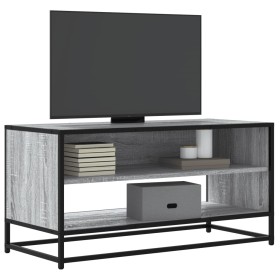 TV-Möbel aus Ingenieurholz und Metall, geräucherter Eiche, 91x40x46 cm. von , TV-Möbel - Ref: Foro24-848887, Preis: 59,18 €, ...
