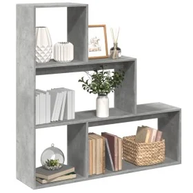 Divider bookcase 3 levels gray wood concrete 123x29x123 cm by , Bookcases and shelves - Ref: Foro24-857988, Price: 61,29 €, D...