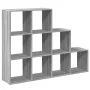 Divider bookcase 3 levels gray Sonoma wood 137.5x29x103.5cm by , Bookcases and shelves - Ref: Foro24-857981, Price: 95,46 €, ...
