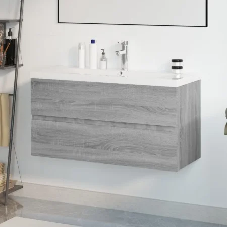 Mueble de baño con lavabo madera contrachapada gris Sonoma de , Tocadores de baño - Ref: Foro24-3152883, Precio: 288,83 €, De...