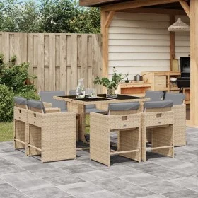 Garten-Essgruppe 9-teilig mit Kissen aus synthetischem Rattan in Beige. von , Gartensets - Ref: Foro24-3211200, Preis: 473,57...