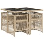 Garten-Essgruppe 5-teilig mit Kissen aus synthetischem Rattan in Beige. von , Gartensets - Ref: Foro24-3210900, Preis: 277,57...