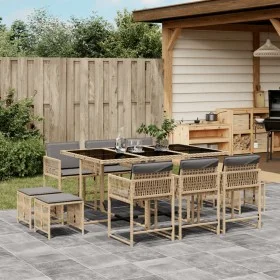 Set comedor de jardín 11 pzas con cojines ratán sintético beige by , Garden sets - Ref: Foro24-3211512, Price: 508,42 €, Disc...