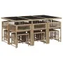 Set comedor de jardín 11 pzas con cojines ratán sintético beige by , Garden sets - Ref: Foro24-3211512, Price: 508,77 €, Disc...