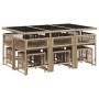 Set comedor de jardín 11 pzas con cojines ratán sintético beige by , Garden sets - Ref: Foro24-3211512, Price: 453,53 €, Disc...