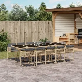 Set comedor de jardín 11 pzas con cojines ratán sintético beige by , Garden sets - Ref: Foro24-3211656, Price: 820,76 €, Disc...