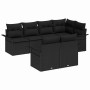 Conjunto de sofá de jardín con cojín 7 pcs Negro Poliratán