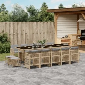 Garten-Essgruppe mit 15-teiligen Kissen aus synthetischem Rattan in Beige. von , Gartensets - Ref: Foro24-3210996, Preis: 899...