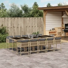 Set comedor de jardín 11 pzas con cojines ratán sintético beige by , Garden sets - Ref: Foro24-3211476, Price: 756,19 €, Disc...