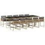 Set comedor de jardín 11 pzas con cojines ratán sintético beige by , Garden sets - Ref: Foro24-3211476, Price: 756,19 €, Disc...