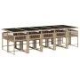 Set comedor de jardín 11 pzas con cojines ratán sintético beige by , Garden sets - Ref: Foro24-3211476, Price: 756,19 €, Disc...