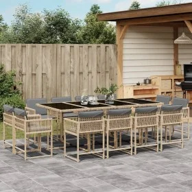 Set comedor de jardín con cojines 13 pzas ratán sintético beige by , Garden sets - Ref: Foro24-3211584, Price: 785,64 €, Disc...