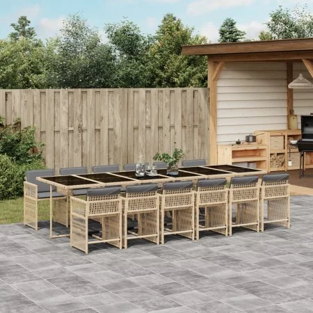 Set comedor de jardín con cojines 13 pzas ratán sintético beige by , Garden sets - Ref: Foro24-3211668, Price: 955,80 €, Disc...