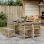 Set comedor de jardín 9 pzas con cojines ratán sintético beige by , Garden sets - Ref: Foro24-3211680, Price: 397,56 €, Disco...