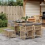 Set comedor de jardín 9 pzas con cojines ratán sintético beige by , Garden sets - Ref: Foro24-3211680, Price: 405,99 €, Disco...