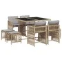 Set comedor de jardín 9 pzas con cojines ratán sintético beige by , Garden sets - Ref: Foro24-3211680, Price: 397,56 €, Disco...