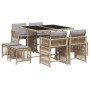 Set comedor de jardín 9 pzas con cojines ratán sintético beige by , Garden sets - Ref: Foro24-3211680, Price: 405,99 €, Disco...