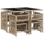 Set comedor de jardín 9 pzas con cojines ratán sintético beige by , Garden sets - Ref: Foro24-3211680, Price: 397,56 €, Disco...