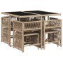 Set comedor de jardín 9 pzas con cojines ratán sintético beige by , Garden sets - Ref: Foro24-3211680, Price: 405,99 €, Disco...