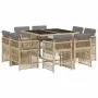 Set comedor de jardín 9 pzas con cojines ratán sintético beige de , Conjuntos de jardín - Ref: Foro24-3211020, Precio: 505,39...