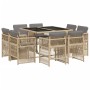 Set comedor de jardín 9 pzas con cojines ratán sintético beige by , Garden sets - Ref: Foro24-3211020, Price: 450,45 €, Disco...