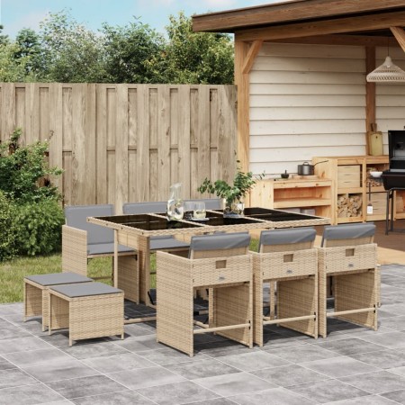 Set comedor de jardín 11 pzas con cojines ratán sintético beige by , Garden sets - Ref: Foro24-3211152, Price: 496,48 €, Disc...