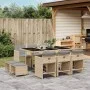 Set comedor de jardín 11 pzas con cojines ratán sintético beige by , Garden sets - Ref: Foro24-3211152, Price: 557,01 €, Disc...