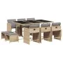 Set comedor de jardín 11 pzas con cojines ratán sintético beige by , Garden sets - Ref: Foro24-3211152, Price: 557,01 €, Disc...