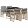 Set comedor de jardín 5 pzas con cojines ratán sintético beige by , Garden sets - Ref: Foro24-3210720, Price: 313,15 €, Disco...