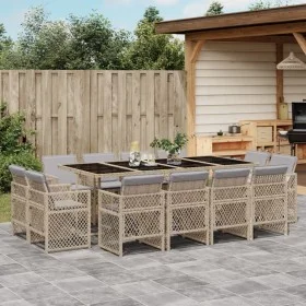 Set comedor de jardín con cojines 13 pzas ratán sintético beige de , Conjuntos de jardín - Ref: Foro24-3210864, Precio: 846,4...